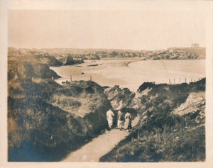 Newquay Klippenpfad zum Tolcarne Strand, 1927