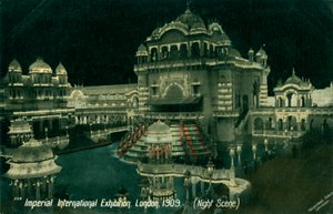 Nachtszene bei der Imperial International Exhibition, White City, London, 1909