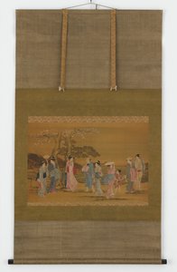 Neun Menschen, die Kirschblüten sehen, Edo-Periode, 1615-1868 von Unbekannt