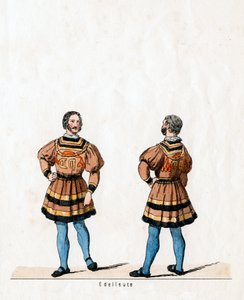 Edelleute, Kostümentwurf für Shakespeares Stück, Heinrich VIII., 19. Jahrhundert von Unbekannt