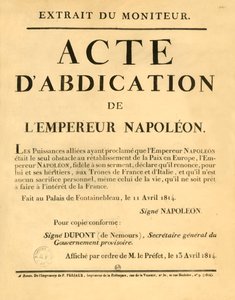 Bekanntmachung der Abdankung von Kaiser Napoleon, 11. April 1813, 1921 von Unbekannt