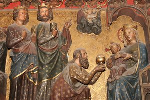 Notre-Dame de Paris Kathedrale Skulptur: Epiphanie, Paris, Frankreich