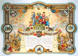 Zertifikat der Amtsträger der Female Lodge der Manchester Unity Friendly Society