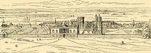 Alte Ansicht des Greenwich-Palastes. Nach Hollar, ca. 1878