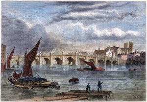 Alte Westminster-Brücke im Jahr 1754 von Unbekannt