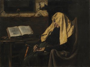 Schlafende alte Frau, Mitte des 19. Jahrhunderts