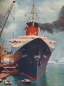 Eines der größten Schiffe der Welt. Der französische Liner Normandie, 1937