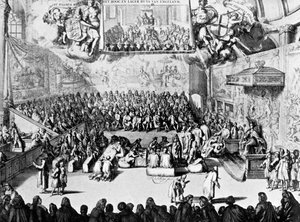 Eröffnung des Parlaments durch Königin Anne, Westminster, London, 18. Jahrhundert
