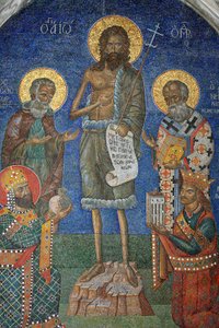 Orthodoxes Mosaik: Johannes der Täufer mit Bischöfen und Königen von Unbekannt