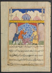 Seite aus Geschichten eines Papageis Tuti-nama: Siebzehnte Nacht: Der junge Mann..., ca. 1560