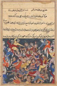 Seite aus Geschichten eines Papageis Tuti-nama: Dreiundzwanzigste Nacht: Die vierzig Frauen..., um 1560