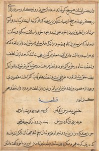 Seite aus den Geschichten eines Papageis Tuti-nama: Textseite, ca. 1560 von Unbekannt