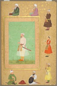 Seite aus dem späten Shah Jahan Album: Porträt von Asaf Khan, um 1653 von Unbekannt