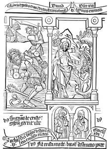 Seite der Biblia Pauperum (Armenbibel), 15. Jahrhundert