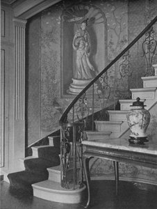 Gemalte Dekoration, Wand des Treppenhauses, Haus von Mrs. WK Vanderbilt, New York City, 1924 von Unbekannt