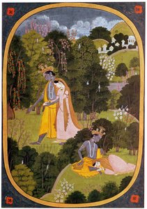 Radha und Krishna in einem Hain