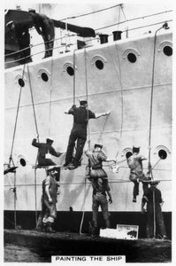 Das Bemalen des Rumpfes eines Schiffes, 1937