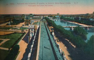 Panoramablick auf den Louvre, Paris, um 1920