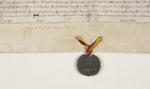 Päpstliche Bulle zur Bestätigung der Charta von Bischof Henry Wardlaw, recto von Unbekannt