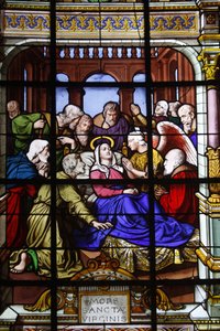 Paris, Frankreich Saint Laurent Kirche Buntglas: Mariä Tod, Paris, Frankreich