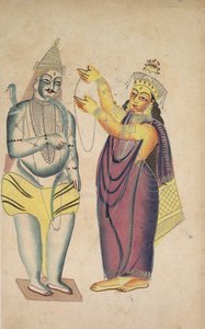 Parvati legt Shiva einen Hochzeitskranz an, 1800er Jahre