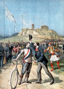Paul Masson, Gewinner eines Radrennens bei den Olympischen Spielen, Athen, 1896 von Unbekannt