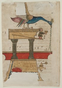 Pfauenförmiges Handwaschgerät recto, Textseite, arabische Prosa verso, 1315 von Unbekannt