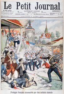 Menschen unter französischem Schutz, massakriert von siamesischen Soldaten, Siam, 1903
