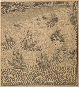 Die Flotte von Peter dem Großen in der Onega-Bucht, ca. 1707 von Unbekannt