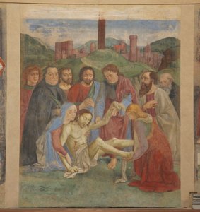 Pieta-Fresko in der Vespucci-Kapelle, Ognissanti, Florenz, Italien (Foto)