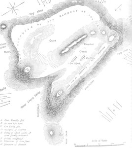 Plan des Gipfels des Majuba Hill, 27. Februar 1881