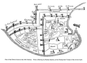 Plan der Stadt Acre, Palästina, 14. Jahrhundert von Unbekannt
