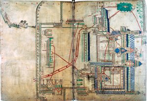 Plan des Wasserversorgungssystems zur Kathedrale von Canterbury, ca. 1150