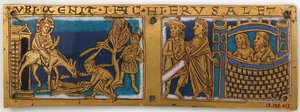 Plakette von einem tragbaren Altar mit Szenen aus dem Leben Jesu