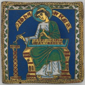 Plakette mit dem Heiligen Johannes dem Evangelisten, Deutsch, ca. 1175-1200 von Unbekannt