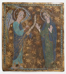 Plakette mit der Verkündigung, katalanisch oder zentralitalienisch, ca. 1200-1225 von Unbekannt