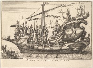 Tafel 12: Atalanta geführt von Diana, begleitet von Kriegern, 1664
