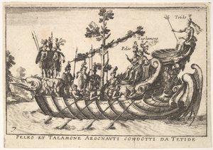 Tafel 7: Peleo und Talamone Argonauten geführt von Tetide, aus Das prächtige Festzug, 1664