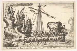 Platte 8: Polyphemus und Palemonius geführt von Ceres Polifemo e Palemonio Argonauti condotti d..., 1664