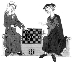 Schach spielen, 13. Jahrhundert, 1849 von Unbekannt