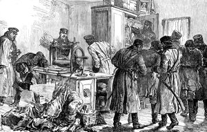 Polizei entdeckt eine nihilistische Druckerei, St. Petersburg, Russland, 1887