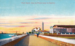 Port-Said. Blick auf den Leuchtturm mit dem Casino von Unbekannt
