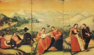 Teil eines japanischen Faltbildschirms der Keicho-Periode