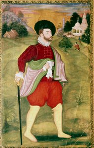 Porträt eines Europäers, Mughal-Schule, Akbar-Periode, spätes 16. Jahrhundert