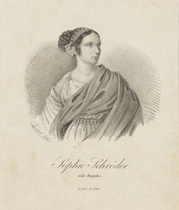 Porträt der Sängerin und Schauspielerin Sophie Schröder als Sappho von Unbekannt