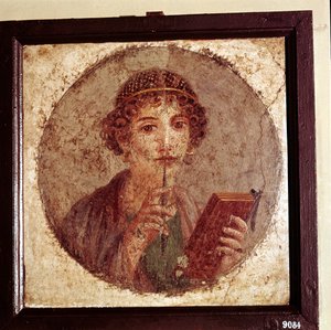 Porträtmalerei von Sappho, Pompeji, Italien