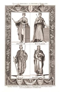 Porträts und Kleider der Könige von England mit Wappen