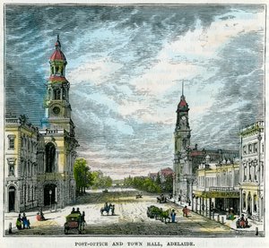 Postamt und Rathaus, Adelaide, Südaustralien, Australien, um 1880 von Unbekannt