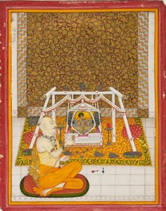 Priester an einem Krishna-Schrein, um 1831 von Unbekannt