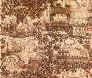 Bedrucktes Leinenpaneel, das den Trauerzug von Lord Viscount Nelson darstellt, 1806 von Unbekannt